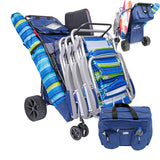 Ultimate Buggy Beach Cart with Big Wheels for Sand, Wide Wheel Wagon with Insulated Cooler Bag, Body Board and Umbrella Holder, 100 lbs Capacity