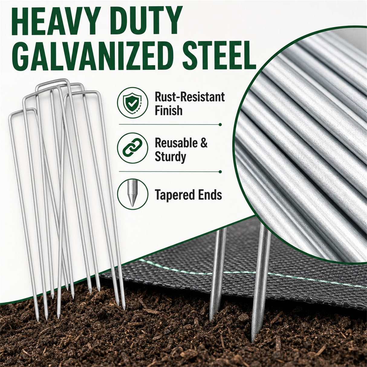 200 Pack 8 Inch Landscape Staples, Weed Barrier Stakes, 11 Gauge Galvanized