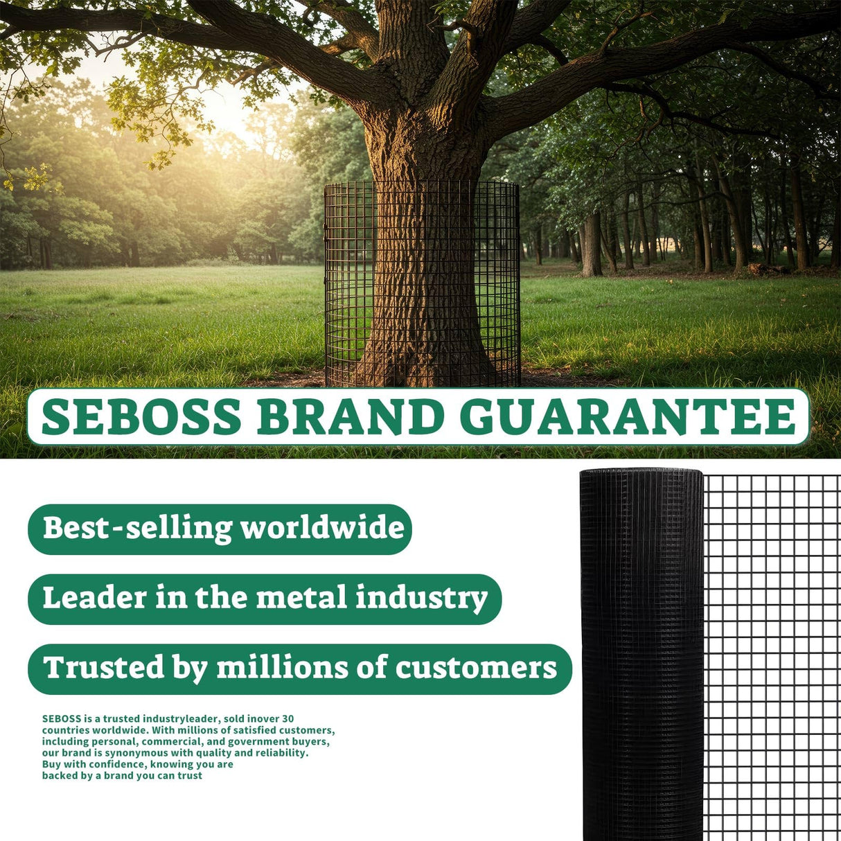 SEBOSS Black Hardware Cloth 1/4 inch 48 x 100 Ft 23-Gauge, Vinyl Coating Chicken Wire Fencing, Chicken Wire Mesh Roll, Garden Fencing and Durable Outdoor Wire Cloth Applications