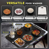 VTAR Electric Food Warming Mat with 8-Level Temp & 24H Timer | Rollable Buffet Tray Warmer for Party, Even Heating with Dual NTC, Auto Shut Off- Black