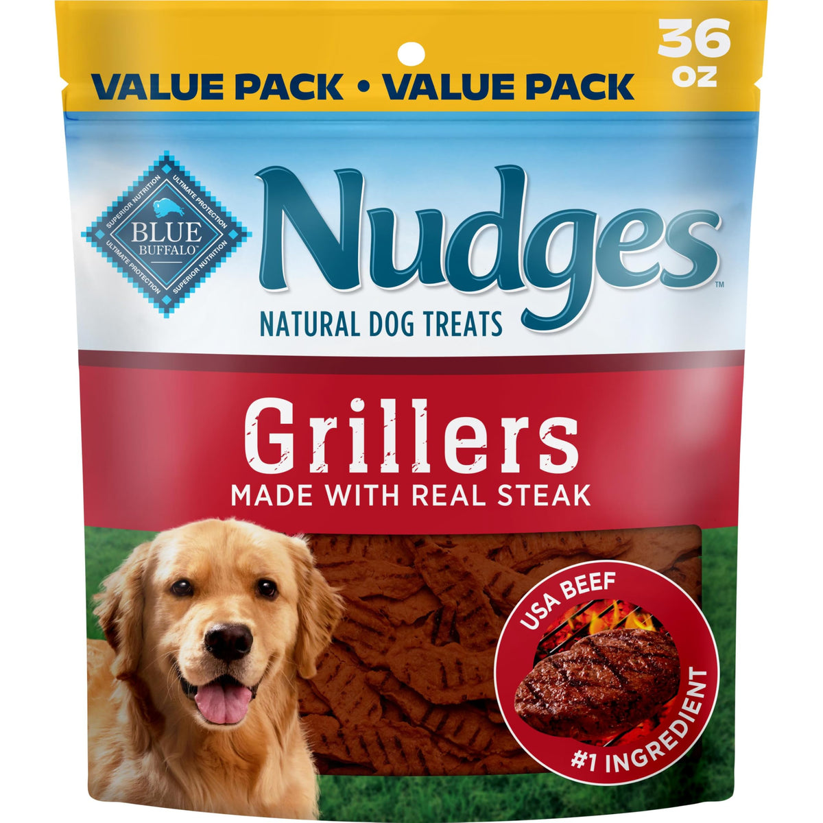 Blue Buffalo Nudges Grillers Steak Dog Treats, 36 oz