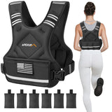 APEXUP Adjustable Weighted Vest, 4-10lb/12-18lb/20-32lb Vest with 6 Ironsand Weights and Large Pocket, Weight Vest for Men Women Strength Training, Running, Walking (20-32lb, Black)