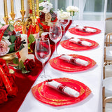 Joyido 400PCS Pre Rolled Red Plastic Silverware Sets - Heavy Duty Red Cutlery - Include 100 Pack Wrapped Disposable Utensils with Napkins for Christmas Parties & Dinners & Weddings