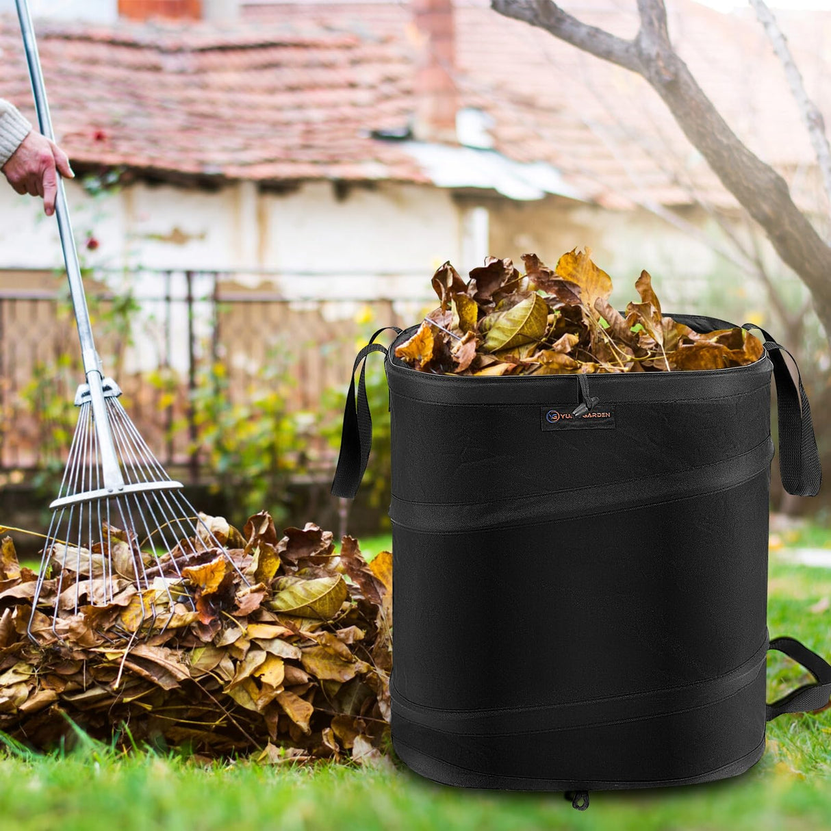YUDI & GARDEN 19 Gallon Square Collapsible Yard Waste Bin