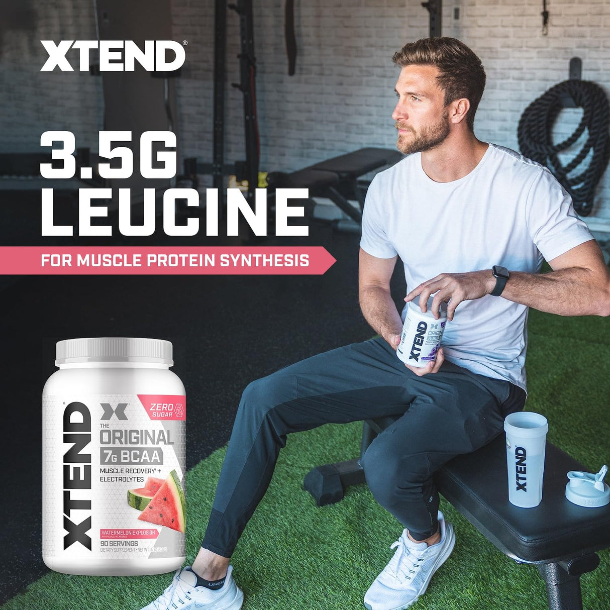 Xtend Original BCAA Powder 7g BCAA and 2.5g L-Glutamine, Sugar Free Post Workout Muscle Recovery Drink with Amino Acids for Men & Women, 90 Servings