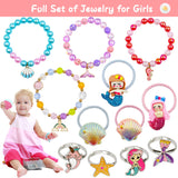 Mermaid Bath Bombs for Kids Girls with Surprise Inside, 6 Pcs Natural Fizzy Princess Fun Shell Bubble Bath Bomb Kit with Jewelry Toys, Christmas Easter Basket Stuffer Valentines Day Birthday Gift Set