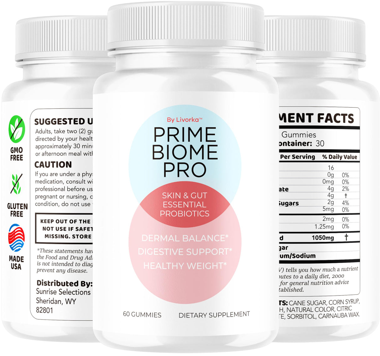 (3 Pack) Prime Biome Pro Gummies - Prime Biome Gummies Pro for Skin & Gut Support, Primebiome Pro Reviews - Supplement Gummy All Natural Vitamin Advanced Formula, 180 Gummies for 3 Months