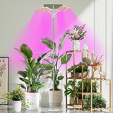 KINGPLUS Grow Lights with Stand, Three Heads, Full Spectrum LED Grow Light for Indoor Plants, 360 Leds, 4 Dimmable Levels, Timer 4/8/12h, 12-60inches Height Adjustable, 48w, Ideal for Desk Small Plant