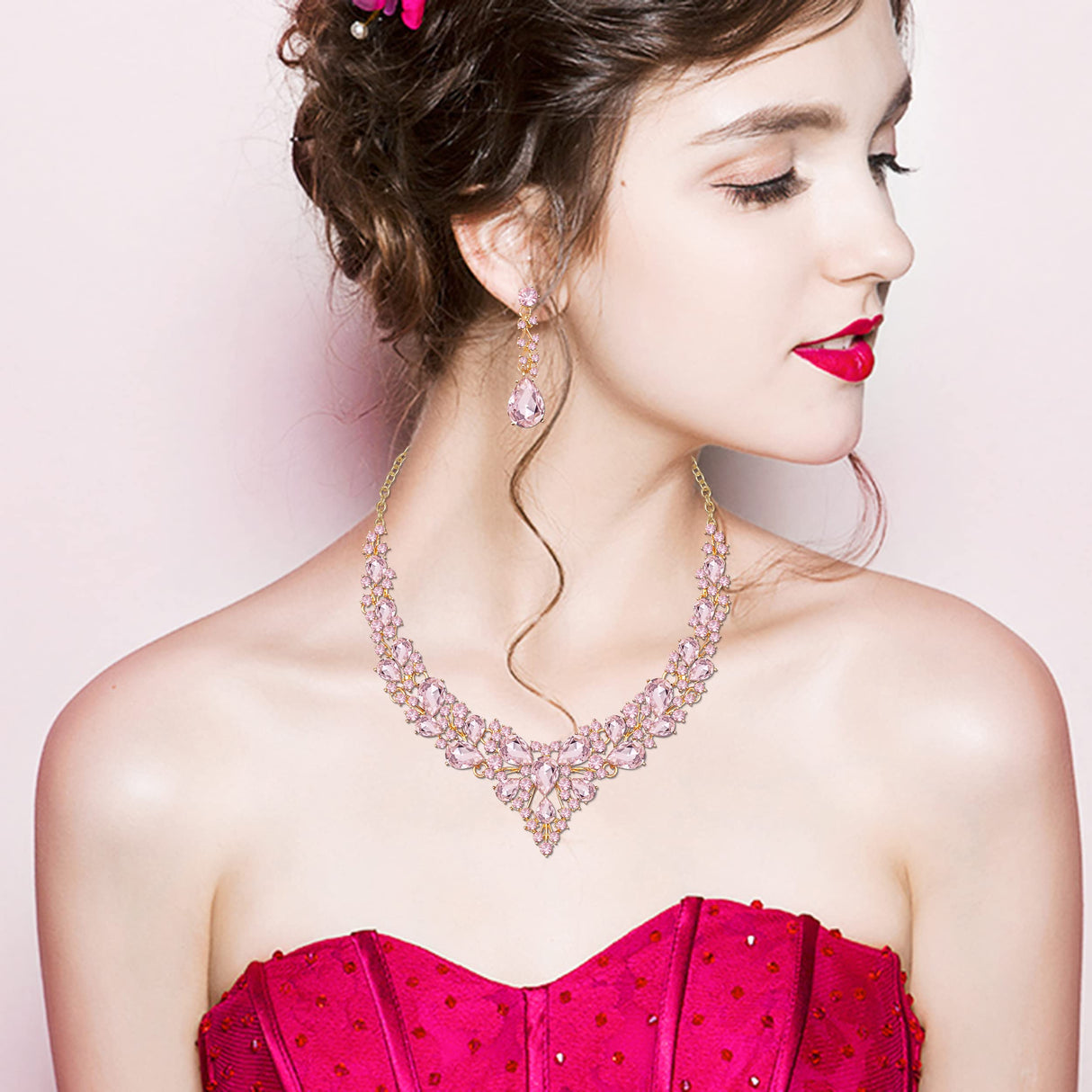 CSY Elegant Crystal Costume Jewelry Sets for Formal Events Gown Accessories