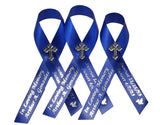 Personalized Memorial Service Funeral Ribbon Pins 20 Cross Religious Celebration of Life Custom Made Awareness Remembrance Anniversary Death Cross Sympathy In Loving Memory Angel (Royal Blue)