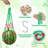 Irenare 15 Pack Melon Hammocks Cradles with S Hanging Hooks Heavy Duty Watermelon Hammock Net to Prevent Falling for Growing Cantaloupe Pumpkin Watermelon in Vertical Garden (Red,Green)