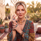 Kigeli 78 Pcs Vintage Turquoise Rings Set Women Western Bohemian Silver Oval Gemstone Boho Joint Knuckle Midi Stacking Rings for Women and Girls