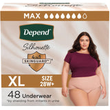 Depend Silhouette Adult Incontinence & Postpartum Bladder Leak Underwear for Women, Maximum Absorbency, Extra Large, Pink, 48 Count (2 Packs of 24), Packaging May Vary