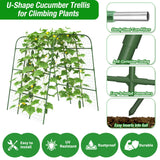 Cucumber Trellis 16mm for Raised Bed 48" L x 64" H, U-Shape Heavy-Duty Metal Garden Trellis for Climbing Plants Outdoor, Vegetable Arch Support Frame for Tomato Pea Zucchini Grape Flowers Vines