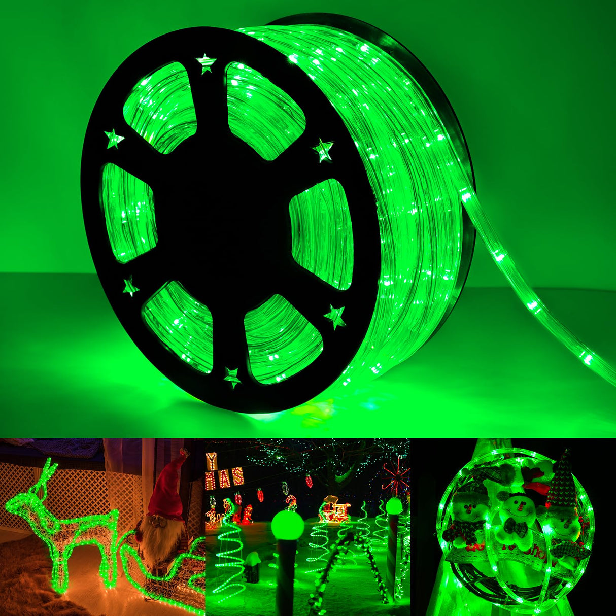 100ft LED Rope Lights Outdoor, 720 LED Connectable and Flexible Tube Lights with 8 Modes, Waterproof LED Rope Lighting for Garden, Patio, Pool, Bedroom, Party, Indoor Outdoor Christmas Decor (Green)