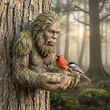 Tree Face Decor for Outdoor Garden - Funny Bigfoot Sculpture 6 Inch, Hand Painted Resin Wall Hanging Art with Keyhole Mount, Unique Yard Decoration Gift for Nature Lovers, Sasquatch Garden Art