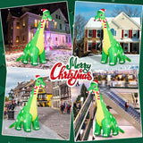13FT Giant Dinosaur Christmas Inflatable Decorations, Built-in LED Lights, Strong Blower Huge Blow Up Yard Clearance Decor with Large Candy Cane Xmas Santa Hat Outdoor Indoor Holiday Party