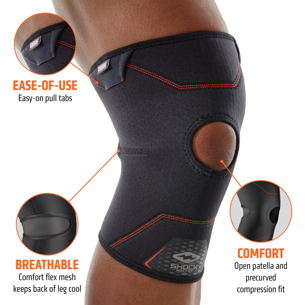 Shock Doctor Knee Support Compression, Light Support for Arthritis, Bursitis, Tendonitis, Patella Alignment, For Men & Women, Sold as Single unit (1)