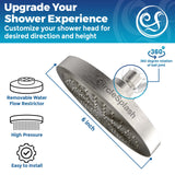 High Pressure Shower Head - Anti-Clogging Silicone Nozzles 2.5 GPM Removable Restrictor - Easy to Clean and Install - Includes Plumbers Tape - 6 inch - (Brushed Nickel 2.5GPM)