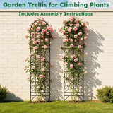 Shomextol 2 Pcs 60" H X 11.8" W Trellis for Climbing Plants Outdoor, Small Metal Garden Trellis for Outside, Sturdy Support Garden Plant Trellis Arch for Rose Cucumber Flower Vine Decor
