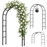 Thickened Tube Garden Arch,7.3ft Heavy-Duty Metal with 16mm Steel Tubes & 0.5mm Thickened Wall, Durable Outdoor Trellis for Climbing Plants,Roses,Garden Party,Ceremony & Decorations (Black)