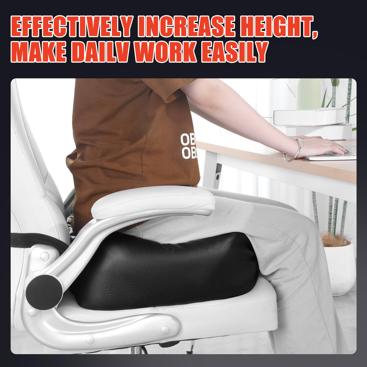 HOMBYS Extra Thick Chair Cushions for Office,6 in Breathable Adult Booster Seat for Car,Waterproof Car Seat Cushion to Raise Seat Height,PU Leather Desk Chair Cushion for Long Sitting