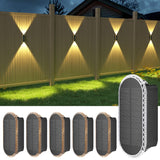 Ellasay Solar Fence Lights Outdoor: 6-Pack Solar Powered Wall Lights Up and Down Waterproof IP65-3 Color Brighter LED Focus Lens SolarLights Dusk to Dawn 12h for Patio/Backyard/Porch/Railing
