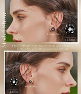Black Gold Plated Sterling Silver Rose Flower Earring Studs, Hypoallergenic & Nickel Free Earrings for Women(9mm)