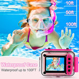 GKTZ Kids Camera - Waterproof Underwater Camera for Kids, Christmas Birthday Gifts for Girls Age 3-12, 1080P HD Children Digital Action Camera, Pool Toys for Kids Age 4-12