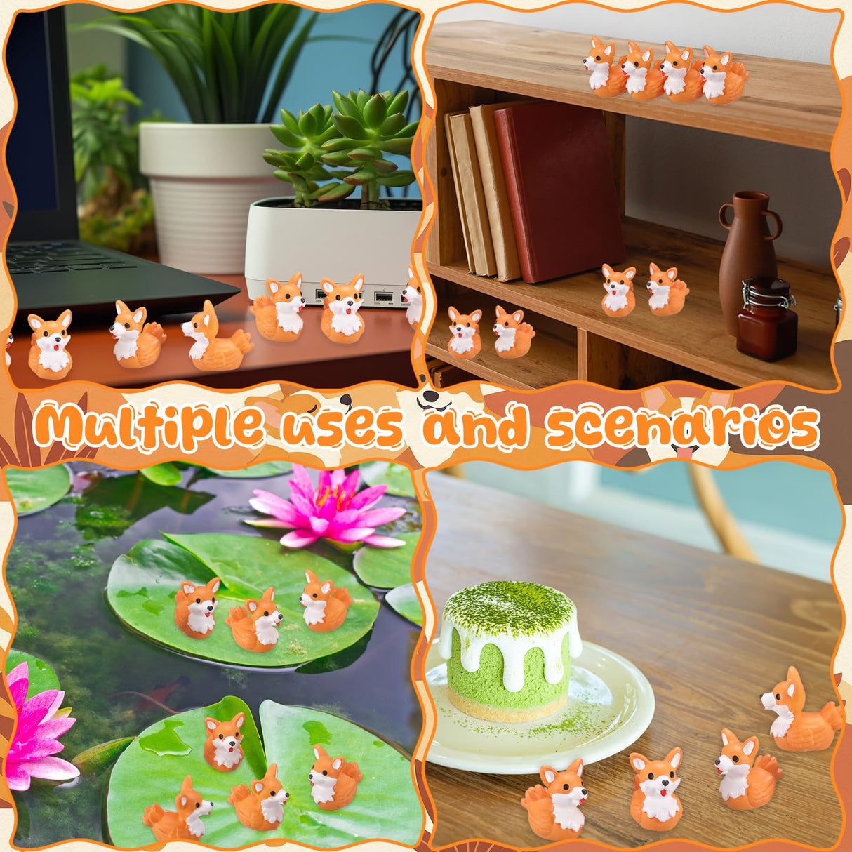Geelin 50 Pcs Mini Corgi Duck Figurine Bulk Resin Tiny Duck Figurines Small Dog Statue for Fairy Garden, Miniature Terrariums, Animal Gift Bag Fillers, Dog Lovers Gifts