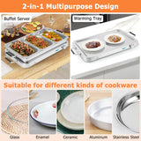 Giantex Buffet Server & Electric Food Warmer, 2-in-1 Food Warming Tray, Adjustable Temperature, 3 Food Pans with Lids, Dishwasher Safe, 8 QT Stainless Steel Chafing Dishes for Parties Holiday Events