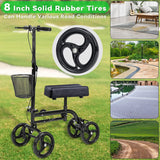 WINLOVE Black Steerable Knee Walker Roller Scooter with Basket Dual Braking System for Angle and Injured Foot Broken Economy Mobility