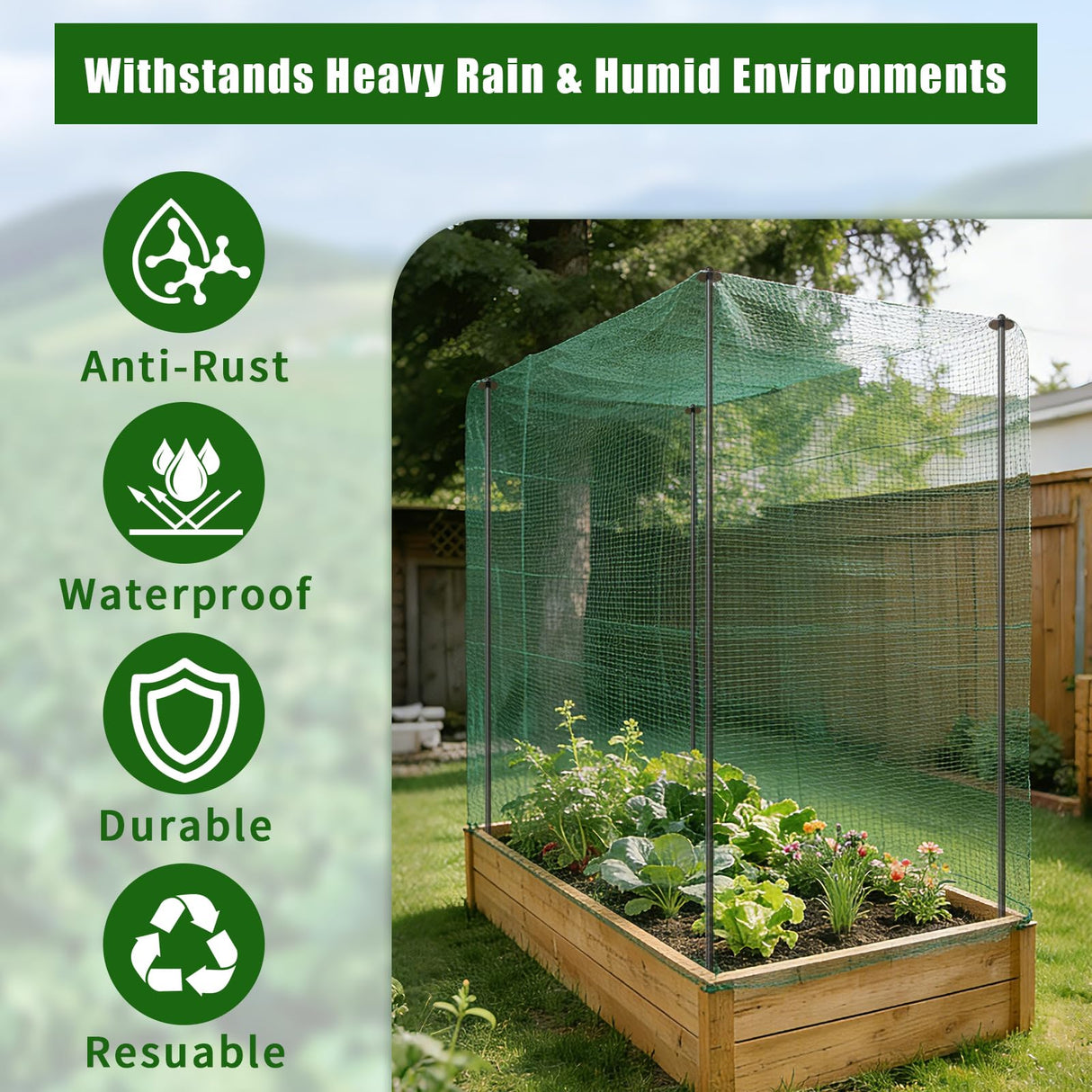 DOLEMODUO 72 Inch Garden Stake Netting Support, 10PCS Heavy Duty & Rust Proof Powder Coated Steel Plant Stakes for Garden Fencing, Plant & Crop Protection from Wildlife
