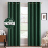 MIULEE 100% Blackout Linen Curtains for Bedroom Thermal Insulated Emerald Green Grommet Room Darkening Curtains & Drapes Christmas Decor for Living Room Nursery 52 x 84 Inch (2 Panels)