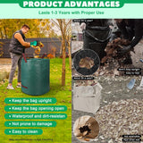 72 & 32 Gallon Reusable Yard Waste & Lawn and Leaf Bags with Handles - Tear Resistant Garden Trash Bags for Seasonal Cleanup, Patio, Lawn & Leaf Collection, Grass Clippings, Collapsible with Gloves