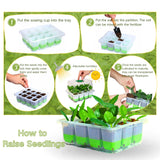 ZSYWODFO Silicone Seed Starter Tray with Humidity Dome, Indoor Seedling Starter Kit, 5-Pack Flexible Germination Trays - Adjustable Vent, Reusable & Dishwasher Safe for Herbs/Vegetables/Flowers