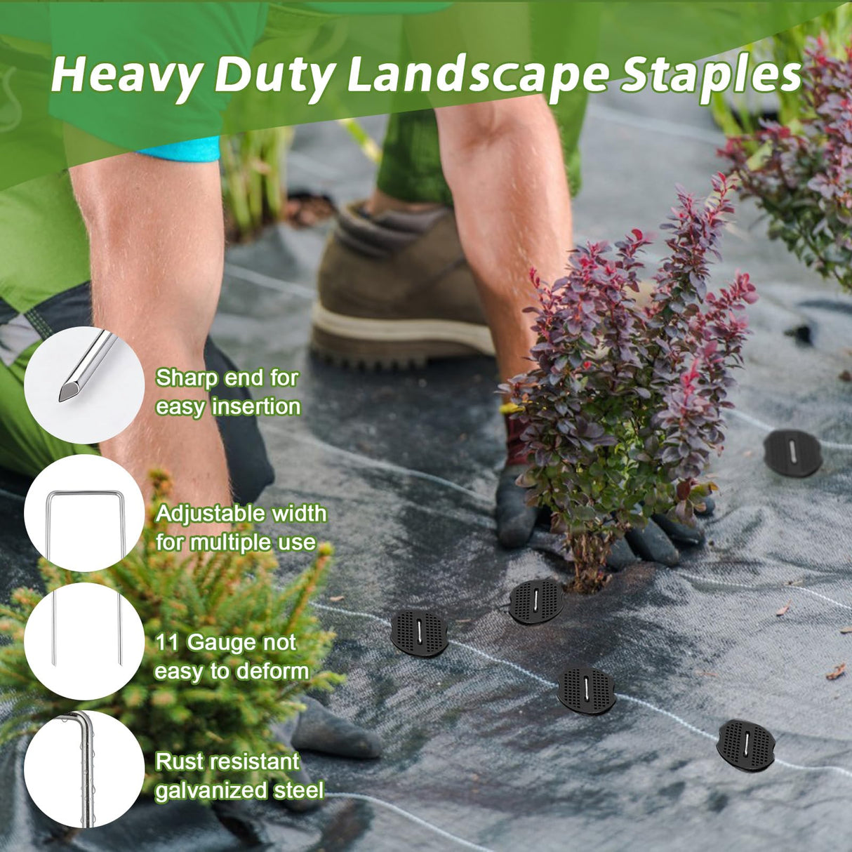 100Pcs Landscape Fabric Stakes 6 Inch Galvanized Garden Staples