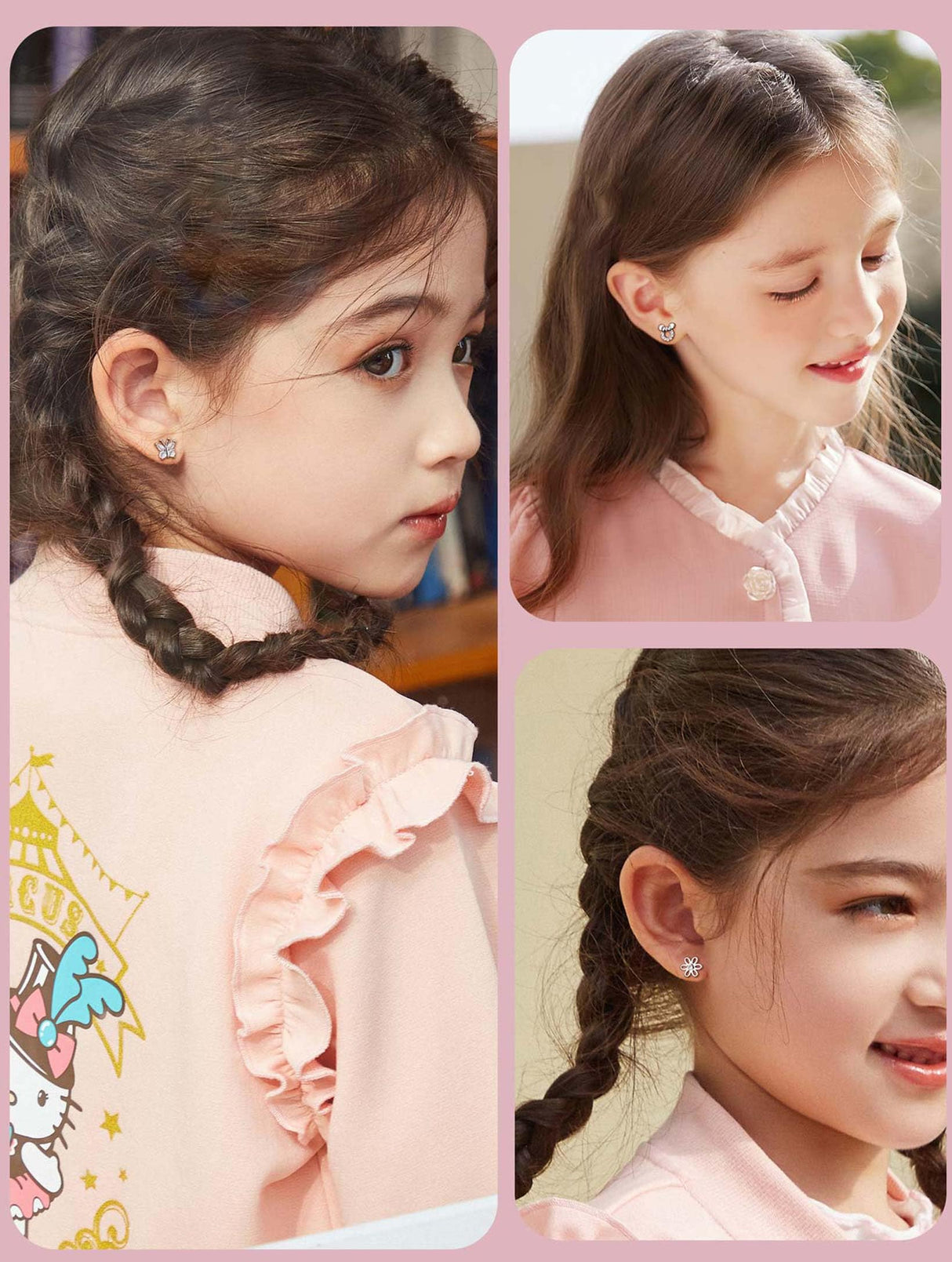 CASSIECA 8 Pairs Hypoallergenic Screw Back Earrings for Girls Kids