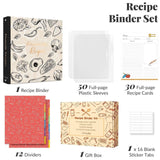 LuBudingJoy Recipe Binder 8.5x11 3 Ring, Recipe Book to Write in Your own Recipes, Family Recipe Binder Full Page with Plastic Sleeves for Christmas Gifts (Oyster White)