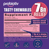 Probiotiv Anti Gas & Bloating Relief for Women and Men 7 Billion CFU – Chewable Probiotics & Lactobacillus Reuteri, Daily Digestive Enzymes Debloating for Women, Aids Digestion & Digestive Health