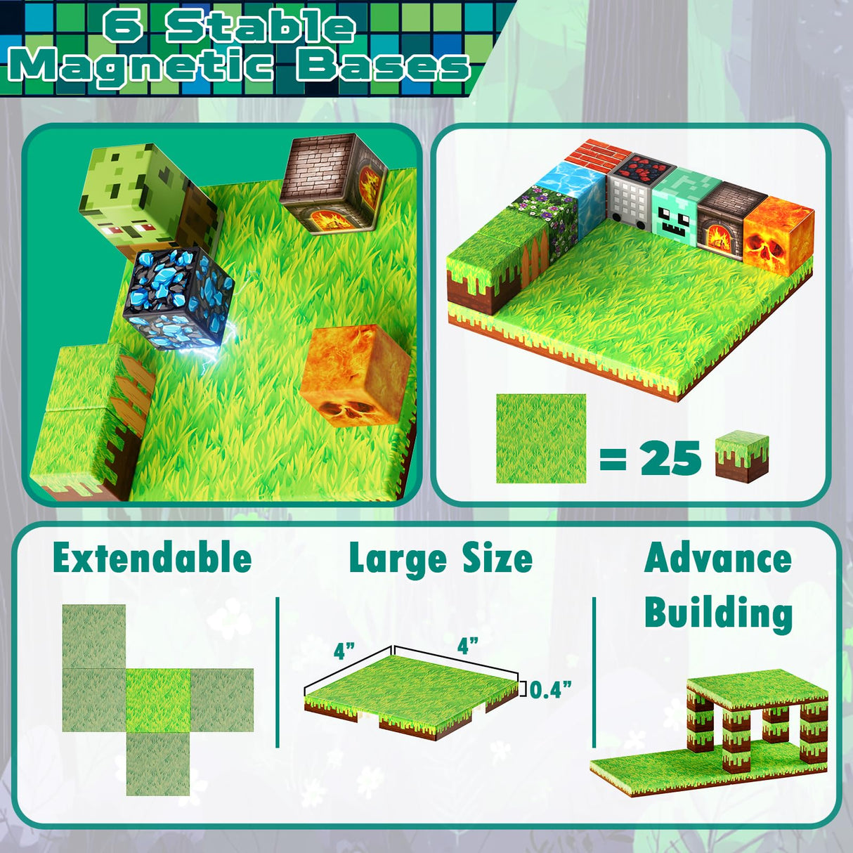 200PCS Magnetic Building Blocks with 6 Baseplate, Magnetic Blocks Cubes for Kids Ages 4-8, Stacking Magnet Blocks STEM Building Toys for Boys Girls Ages 3 4 5 6 7 8-12 Christmas Birthday Gifts