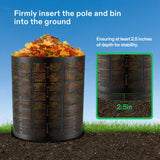 VIVOSUN 300 Gallon Outdoor Compost Bin, Expandable Composter, Easy to Setup & Large Capacity for Backyard, Lawn (Black with Gloves)