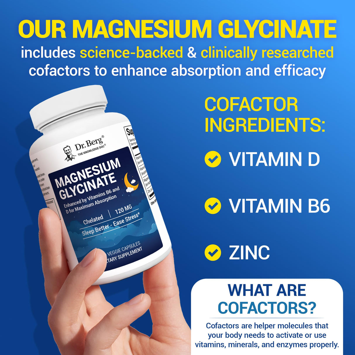 Dr. Berg Maximum Strength 4-in-1 Chelated Magnesium Glycinate with Clean, Potent & Pure Ingredients | 4X Lab-Tested & Verified | USA Formulated Magnesium Supplement Capsules | 150 Capsules