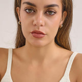 NOKMIT Two Tone Huggie Hoop Earrings for Women, Dainty 14K Gold and Silver Mixed Metal C Shaped Hoops, Small Multi Statement Geometric Earrings, Plain High Polish Non Tarnish Jewelry Gifts