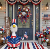 Flying Childhood 4th of July Porch Goose Outfit, 23’’ Lawn Goose Statue Uncle Sam Patriotic Geese Costume, Independence Day Yard Goose Clothes for Garden Patio US 250th Anniversary Decoration