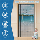 LONGEAS Magnetic Screen Door Mesh Left Right Side Opening Upgraded PET Material Mesh Stronger Than Fiberglass and Polyester,Keep Bugs Out,Pet & Kid Friendly,Hands Free,Fit Door Size 72" X 96"