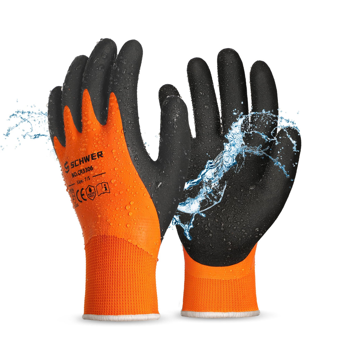 Schwer 2 Pairs 100% Waterproof Winter Work Gloves, ANSI A2 Cut Resistant Freezer Gloves for Outdoor Cold Weather Keep Hands Warm, Enhanced Warmth & Durability, for Shoveling Snow, Ice Fishing, M