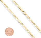 Miabella 18K Gold Plated Sterling Silver Italian 5mm Diamond-Cut Figaro Chain Bracelet for Women Men, 925 Made in Italy (Length 8 Inches)
