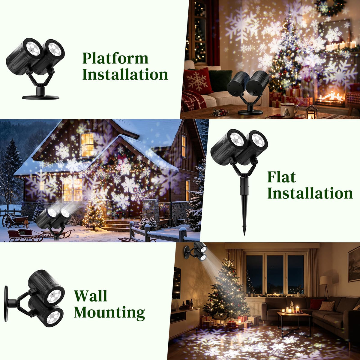 Christmas Snowflake Projector Lights Outdoor Double Head