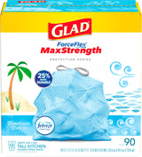 Glad ForceFlex MaxStrength Tall Kitchen Trash Bags, 13 Gal, Beachside Breeze, 90 Ct, Pack May Vary